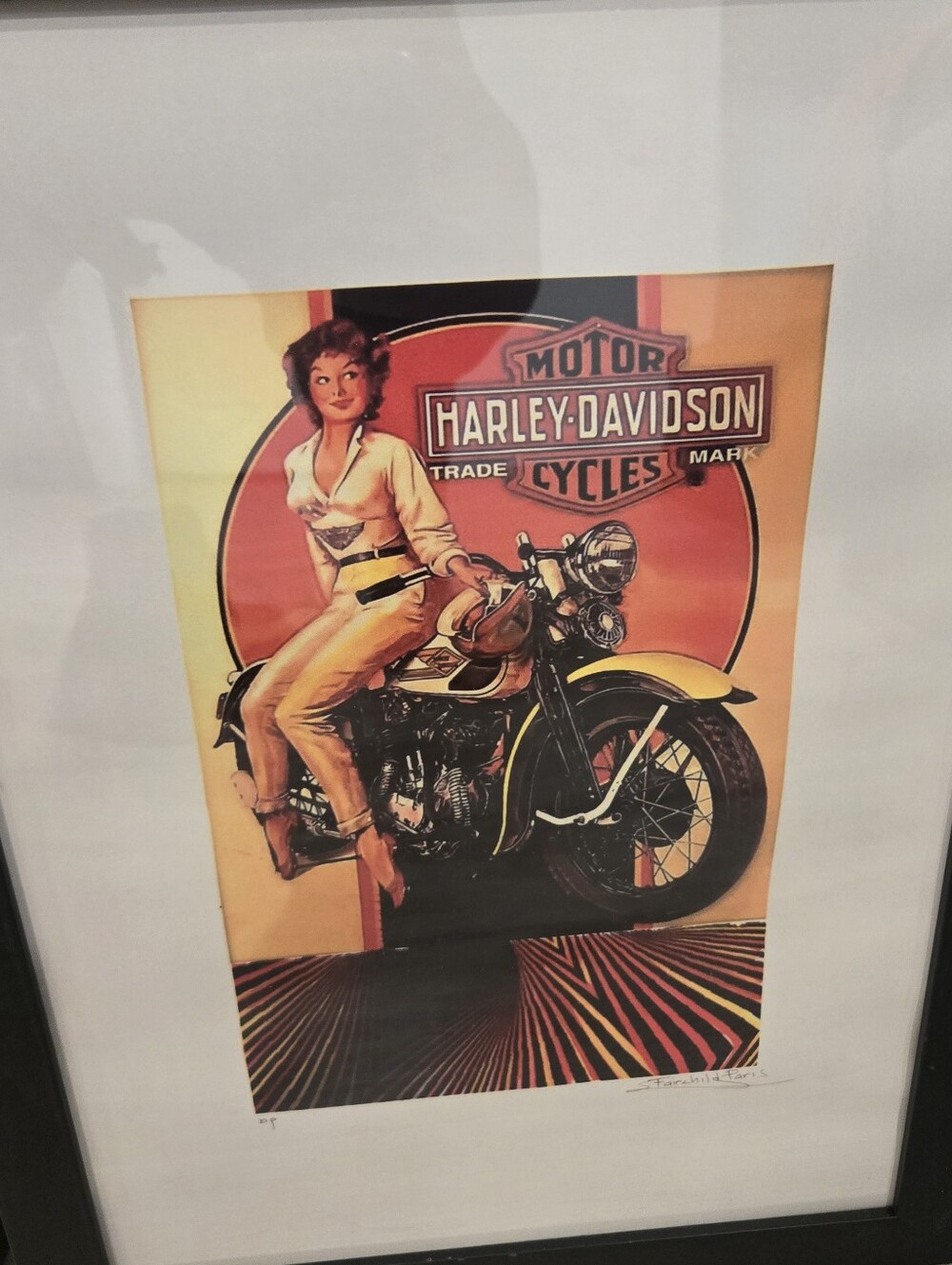 2 Fairchild Paris framed Harley Davidson Framed Pictures Man Cave Motorcycle - Picture 3 of 7